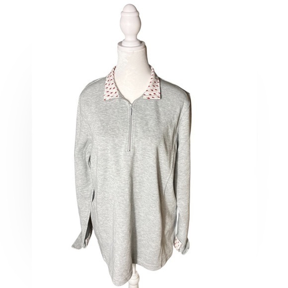 Orvis 1/4 Zip Women’s Size XL Heather Grey Collared Pullover Leaf Fall - Picture 1 of 6
